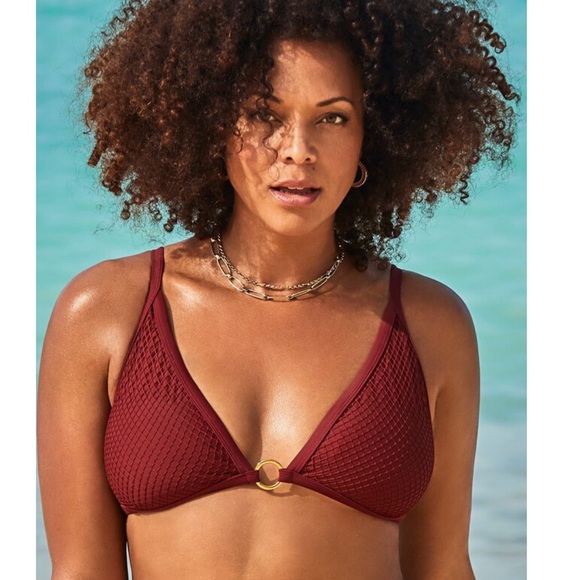 O Ring Knit Mesh Overlay Bikini Top - Size 16 - Picture 2 of 9